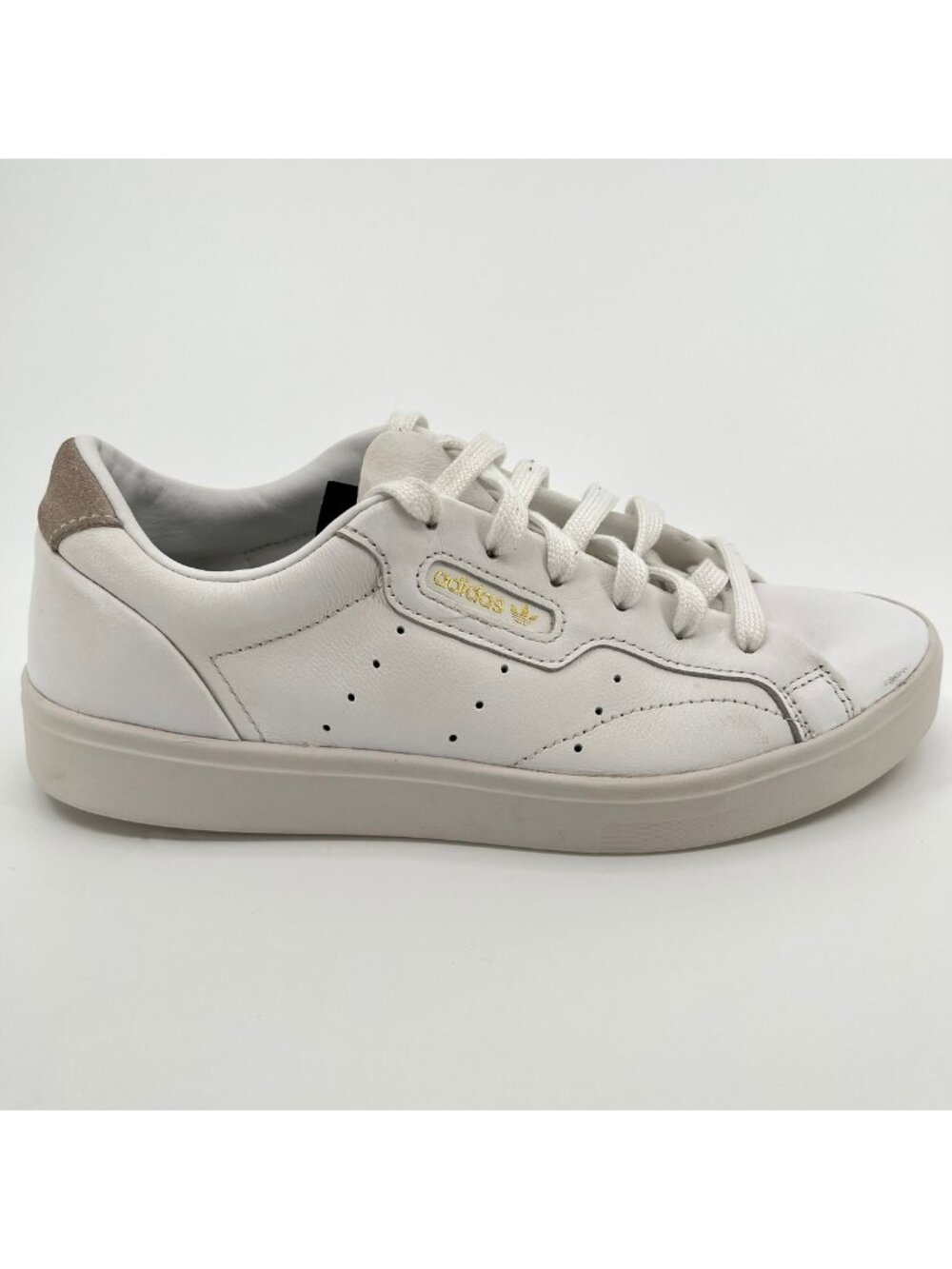 Adidas Sleek Womens Size 6.5 White Leather Athletic Lifestyle Shoes Sneakers